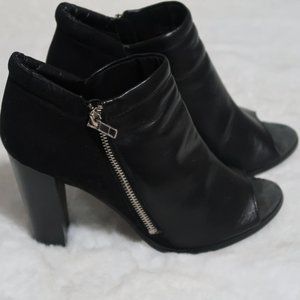 Charles David Black Zip Up Open Toe Ankle Boot - Black - Size: 9M